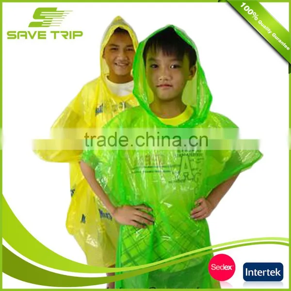 Five-star Service Disposable Clear Colorful Printing Rain Coat Hood Raincoat photo-4