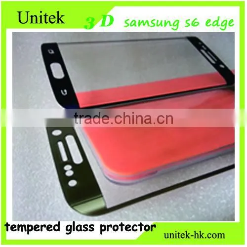 Factory Low Price!Premium Perfect For Samsung s6 Edge Electroplating With Wiredrawing Black Superhard9H Tempered Glass Film Scre