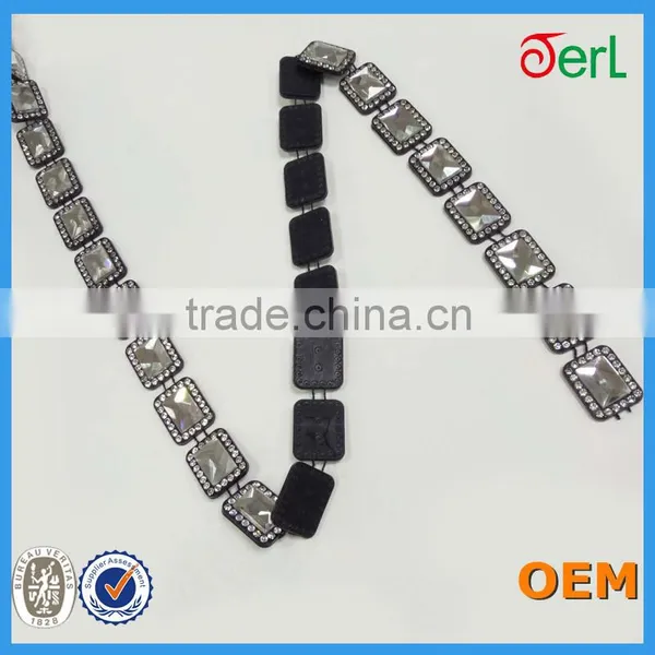 Wholesale Black Base Plastic and Glass Rhinestone Trims for Dress Decoration photo-4