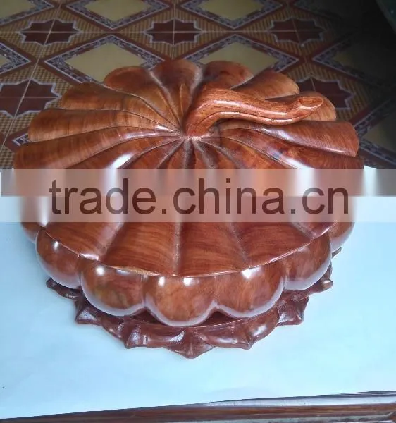 Pumpkin Shaped Pot With Lid and Base, Elegant Wooden Pot From Vietnam photo-3