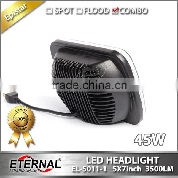 5x7in 45W Sealed Beam Led Headlight Dual Beam Light With H4 Plug for Automotive Truck photo-4