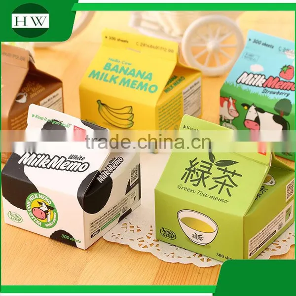 Promotional Wholesale Office Stationery Mini Portable Cartoon Milk Box Sticky Note photo-2