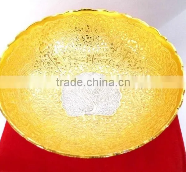 Gold and Silver Plated Brass Bowl for Home Decoration Wedding Gift photo-3