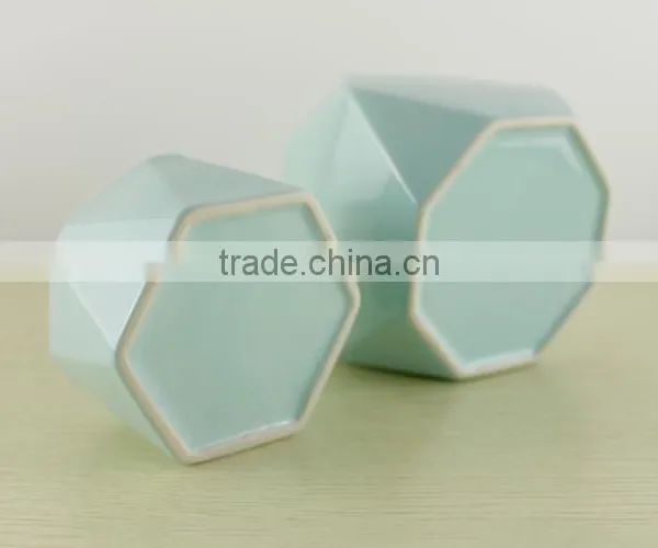 Factory Wholesale Custom Design Prismatic Holder Ceramic Candle Jar photo-5