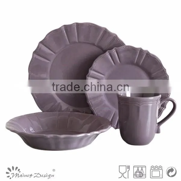 Embossed Solid Color Cheap Dinnerware Set photo-2