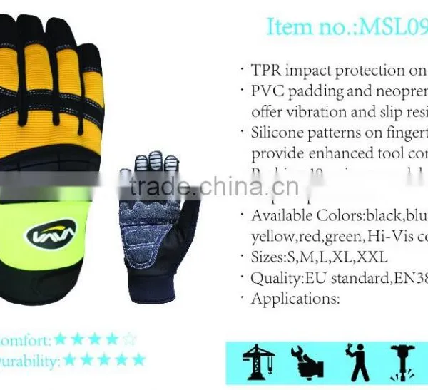 TPR Impact Protective Slicone Anti Slip Neoprene Anti Vibration Mechanical Working Gloves photo-4