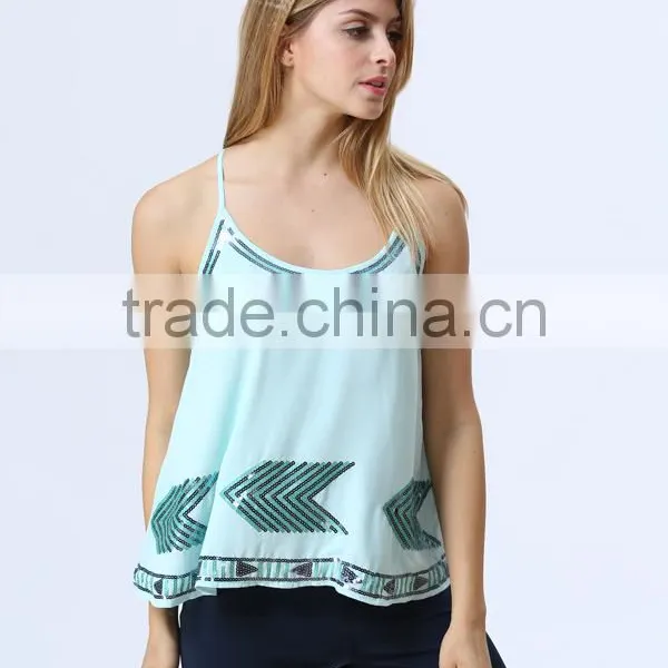 New Design Clothing Manufacturers Sequin Beaded Embellish Top For Women photo-2