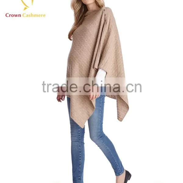 Winter Fashion Women Cashmere Knitted Cable Poncho photo-3