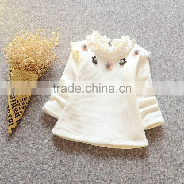 Cotton and Cashmere Coat Girls Lace Collars Agaric Children Coat photo-4