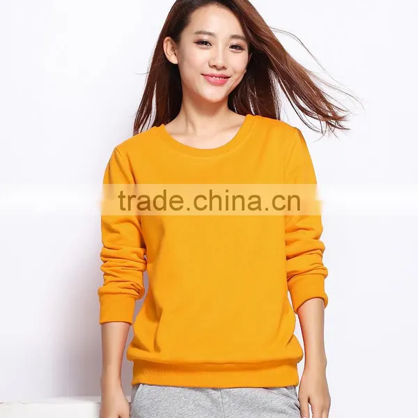 2016 Autumn Long Sleeve Round Neck Cotton Sweatshirt and Hoodies for Women Casual Pure Color Blank Sweatshirt for Women photo-2