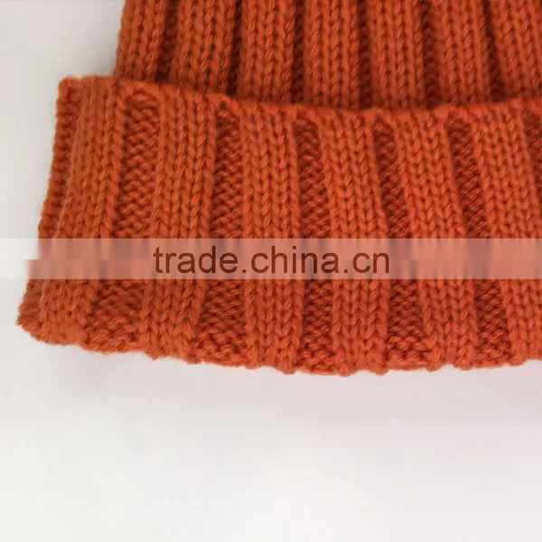 Myfur Fashion Orange Color Customized Fox Fur Pom Pom Knitted Hat photo-5