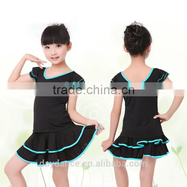 2016 Girls Child Latin Skirt Suit Kid Double V-Neck Gymnastics Costume Performance Dress photo-3