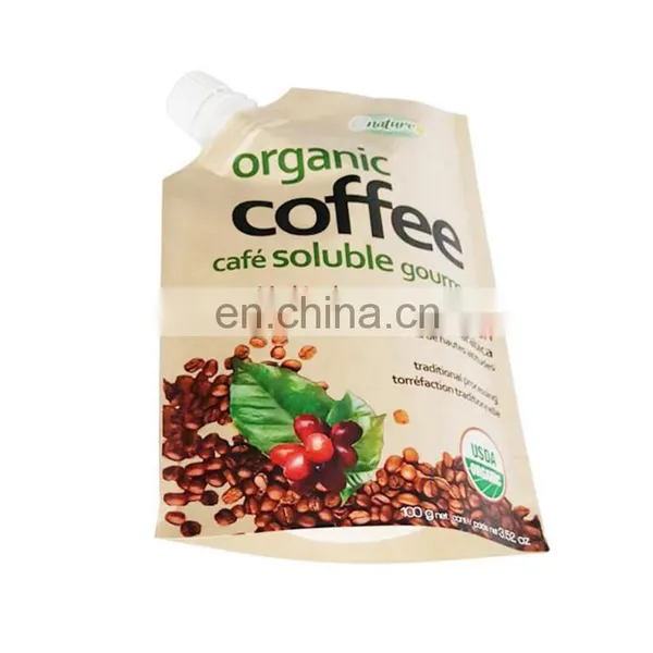 China Manufacture Coloring Printing Cheap Organic Soluble Coofee Stand up Pouch Packaging With Spout photo-4