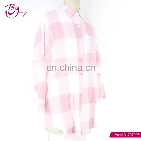 2017 New High Fashion One Piece Pink Free Size Checked Blouse for Girls photo-2