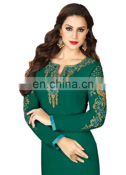 Ladies Party Wear Georgette Straight Cut Salwar Suits 2017 photo-2