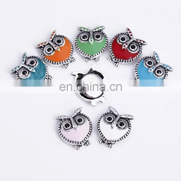 Jewelry manufacturer wholesale enamel owl ring snap button for snap button jewelry
