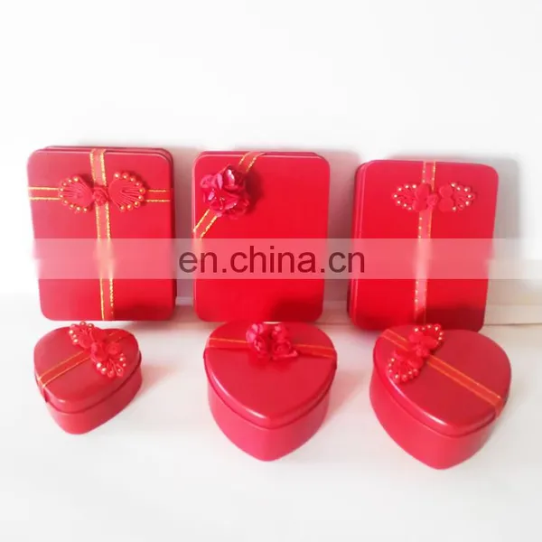 China Tin Box Company's Red Colored Heart Shape Empty Metal Tin Candy Box Wholesale as Wedding Gift Tin photo-3