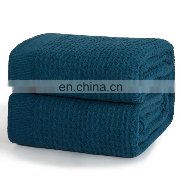 Personalized Sensory 90x90 100% Cotton Navy Blue-colored Waffle Blanket photo-7