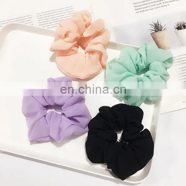 Xugar Hair Accessories Chiffon Hair Scrunchies Solid Elastic Ties Rubber Gum Hair Rubber Ponytail Holder Rope Bands photo-3