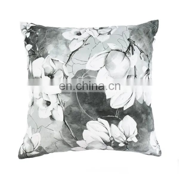 Ink Painting Black and White Flowers Vintage Style 3D Flowers Decorative Accent Throw Pillow Covers photo-2