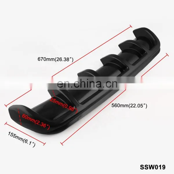 Universal Black Car Rear Bumper Body Kit Shark Chin Spoiler Lip Diffuser Trim Cover AF-ZLB04C67 photo-4