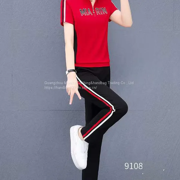 Monisa Female Sports Leisure Colors Suit With Short Sleeves and Long Trousers in Summer photo-2