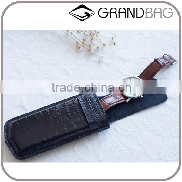 Wholesale High Quality First Layer Genuine Leather Gift Watch Storage Bag Purse Travel Watch Bag
