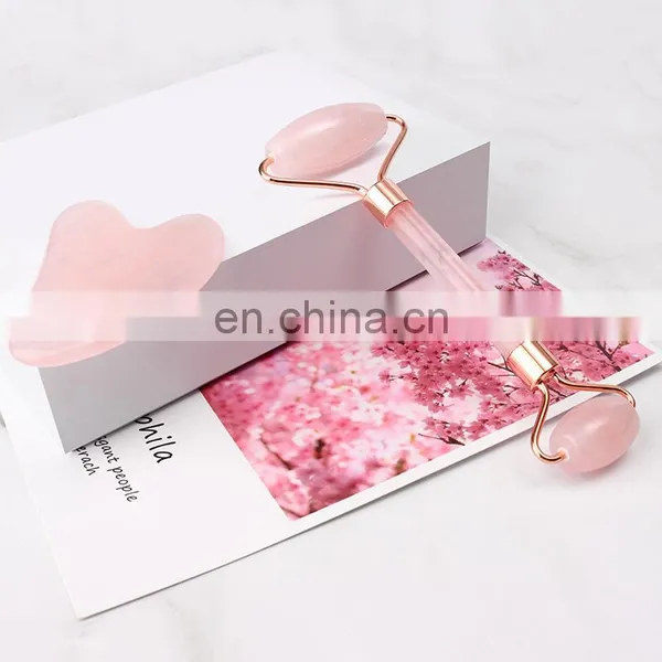 Rose Quartz Jade Roller With Gua Sha Board Mini Eye Jade Roller Set Facial Beauty Massage Jade Roller photo-3