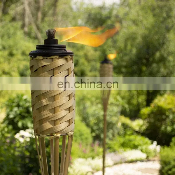 Garden Outdoor Natural Party Tiki Bamboo Torch With Wooden Extinguisher