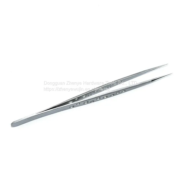 High Precision 9-hole Tweezers Sandblasting and Sanding Straight Head Heat Dissipation Niezi Grafting Eyelashes Beauty Nail Bird's Nest Hair Pick photo-2