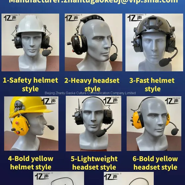 Professional Wireless Noise Reduction Intercom Half Duplex Headset Hanging on Bold Yellow Safety Hat “YISHENG” YS-DJ-02H Series photo-5