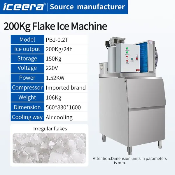 Commercial Flake Ice Machine 200KG Automatic Fast Ice Making Machine photo-3
