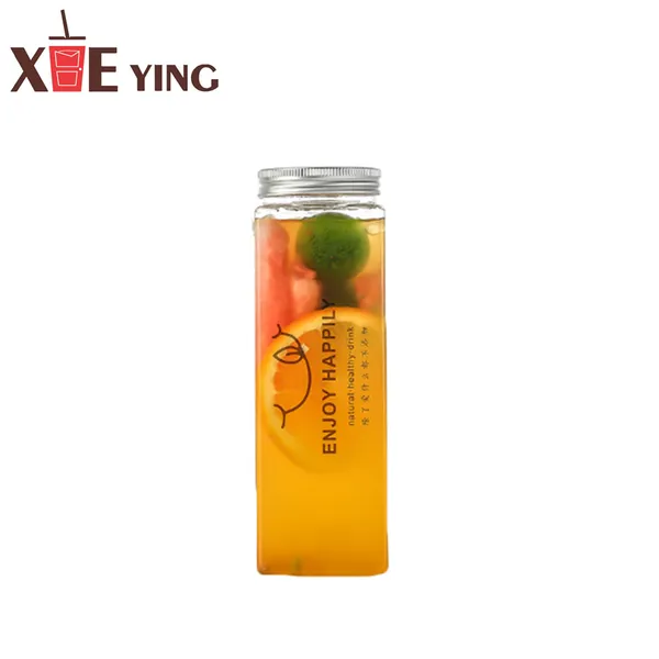 Plastic Beverage Juice Bottle With Reusable Transparent Plastic Bottle and Aluminum Lids photo-3
