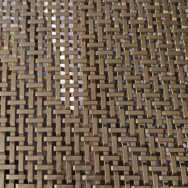 Decorative square titanium woven mesh, antique bronze architectural woven mesh