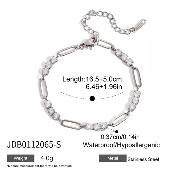 Stainless Steel Tennis Bracelet Gold Plated Cubic Zirconia Adjustable Waterproof Hypoallergenic Women Jewelry