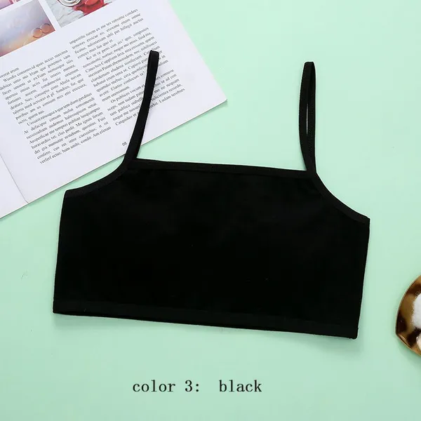 New Girls Solid Color Camisole Vest Wrapped Around the Chest, Single-layer Cotton Underwear During Development Period photo-2