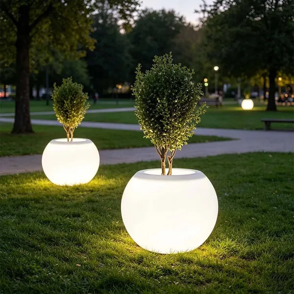 LED-лампы, электронные подсвечиваемые большие пластиковые горшки для цветов, подставки для горшков, современный роскошный дизайн, квадратные, с пультом дистанционного управления для дома и сада