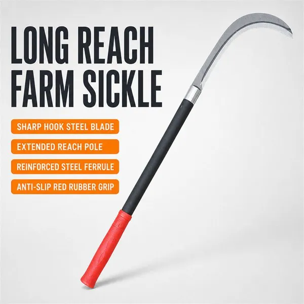Heavy Duty Agricultural Harvest Sickle High Carbon Steel Hook Blade Long Handle Tool For Vietnam Banana And Tall Crop Harvest Work