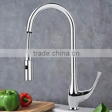 High Solid Brass Pull Out Swan Kitchen Faucet photo-3