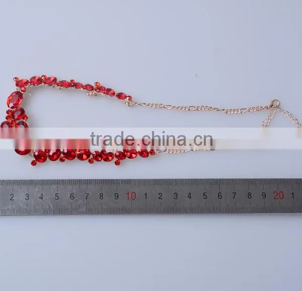 High Quality Jewelry White and Red Diamond Alloy Plating Silver Necklace Set photo-5