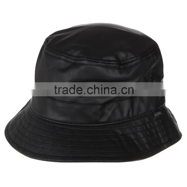 Cheap Fashion Leather Plain Bucket Hat Wholesale photo-2