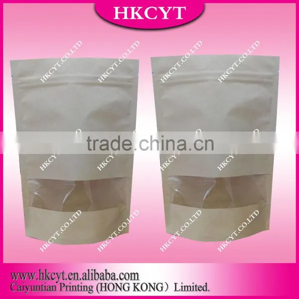 High Grade Window Kraft Stand up Zippper Pouch/Brown Kraft Paper Bags/food Packaging Bag photo-5