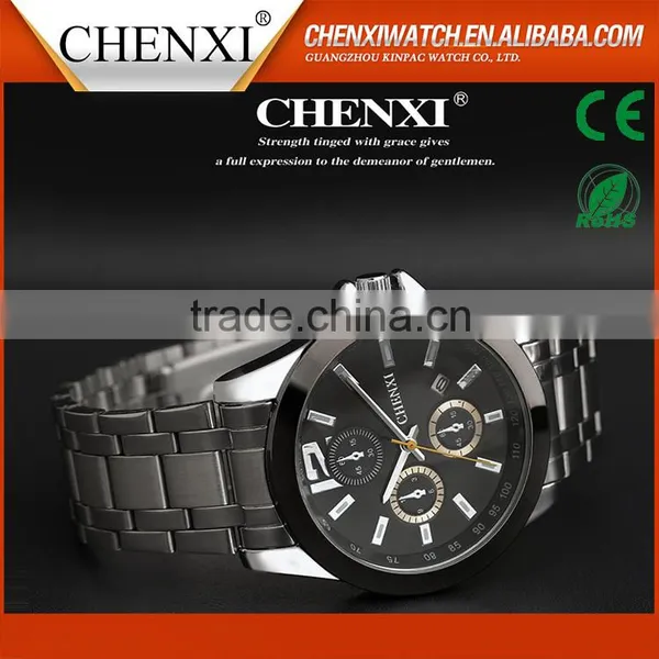 Wholesale Stainless Steel Chain Black Color Wrist Watch for Men photo-3