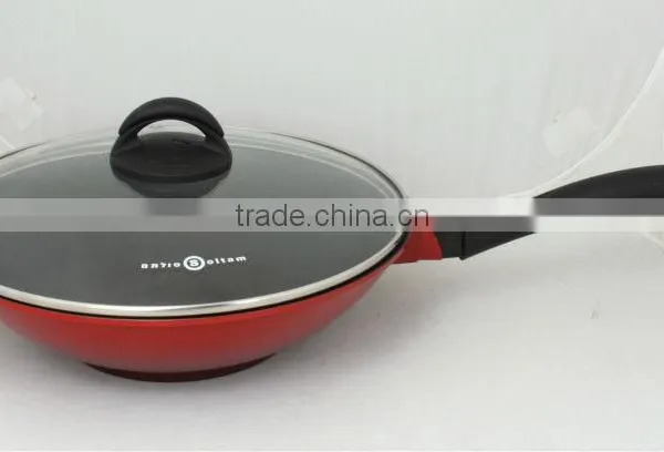 28cm Die Cast Aluminium Wok With Tempered Glass Lid photo-2