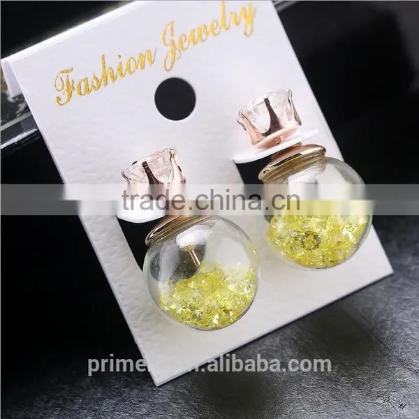 Brand Design Jewelry Thick Glass Beads Double Pearl Stud Earring photo-5
