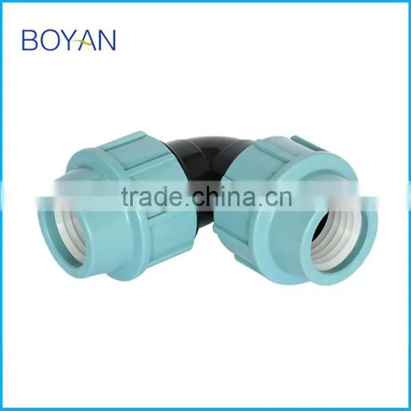 China Wholesale BOYAN Zhejiang 20-110mm Light Blue for Irrigation 90 Degree Elbow Band pp Commpression Quick Pipe Fitting photo-2