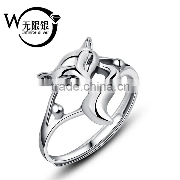 Factory Supply Plated Fox 925 Silver Ring Simple Design Jewelry