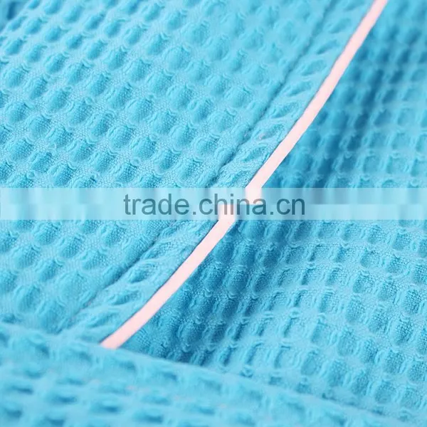 Wholesale Unisex Nightgowns Blue Cotton Waffle Bathrobes for Hotel photo-5