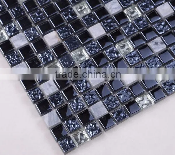 SD020 Hot Sale 15*15 Square Stone Mix Glass Backsplash Tile Mosaic photo-6