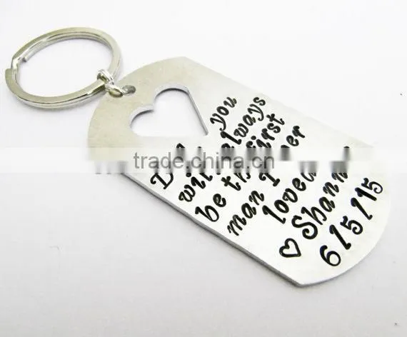 Personalized Father's Dog Tag Keychain With Stamped Logo photo-2